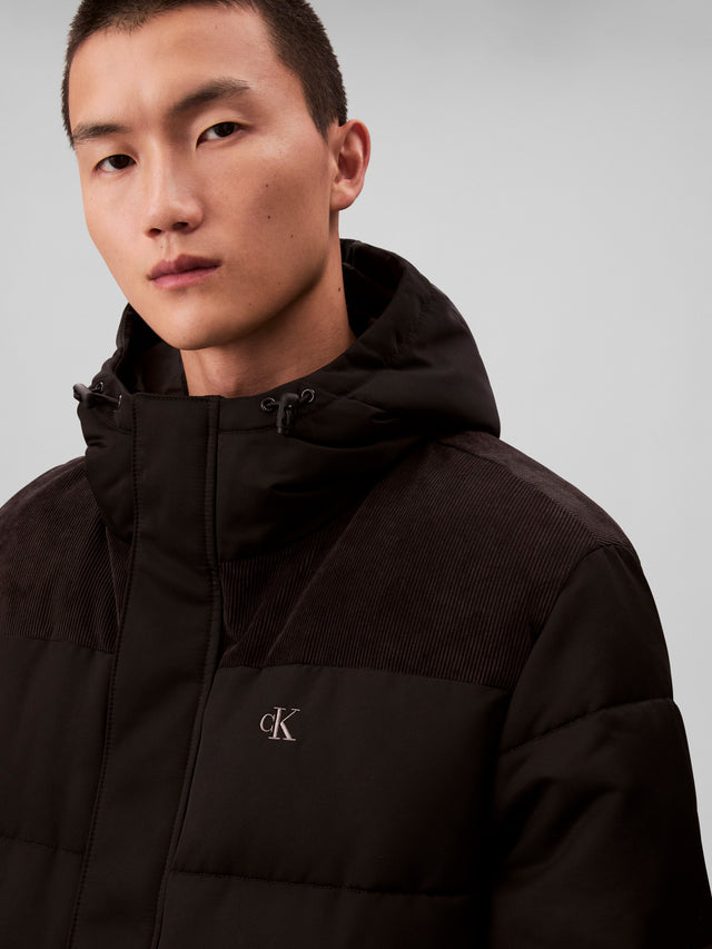 CALVIN KLEIN LS CORDUROY MIXED MEDIA PUFFER