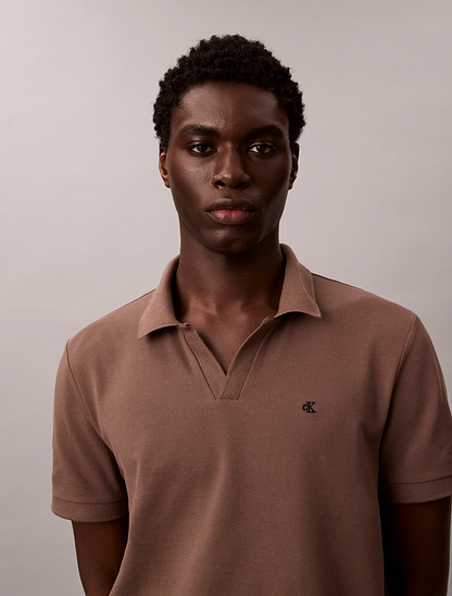 CALVIN KLEIN SS OPEN COLLAR CASUAL PIQUE POLO