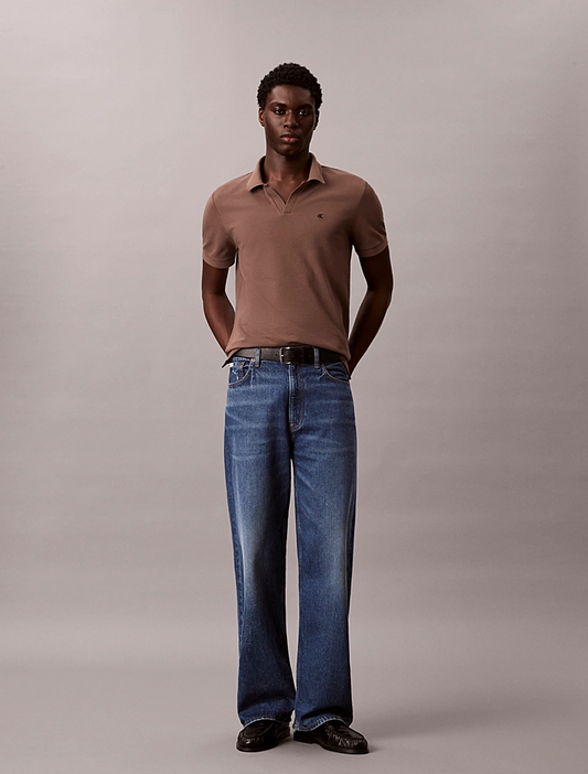 CALVIN KLEIN SS OPEN COLLAR CASUAL PIQUE POLO