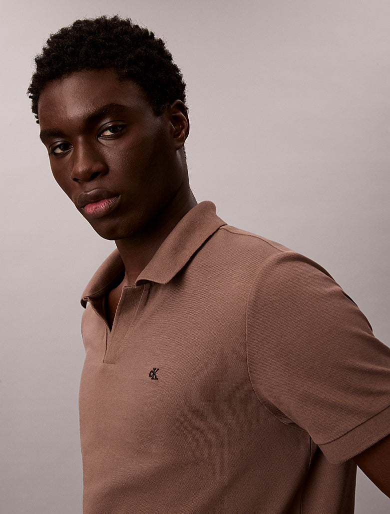 CALVIN KLEIN SS OPEN COLLAR CASUAL PIQUE POLO