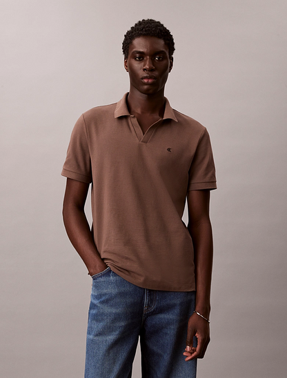 CALVIN KLEIN SS OPEN COLLAR CASUAL PIQUE POLO