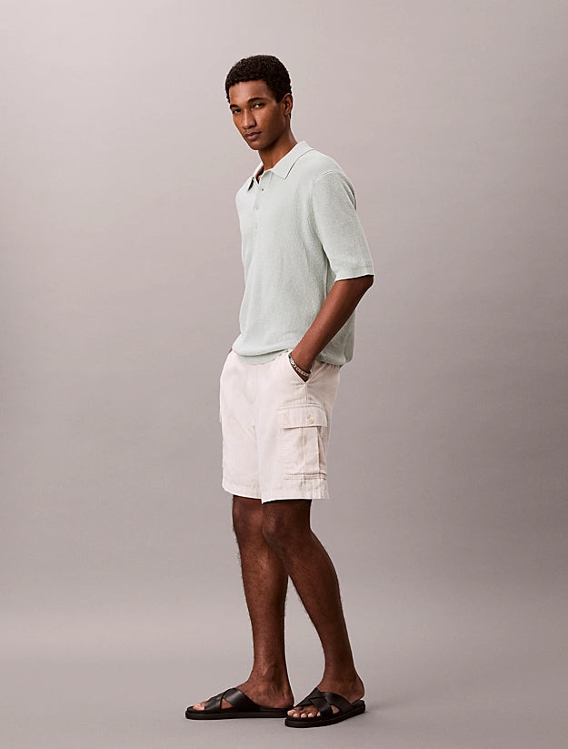 CALVIN KLEIN SS COTTON WAFFLE POLO COLLARSWTR M/C