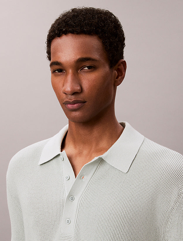 CALVIN KLEIN SS COTTON WAFFLE POLO COLLARSWTR M/C