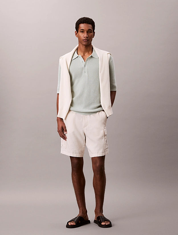 CALVIN KLEIN SS COTTON WAFFLE POLO COLLARSWTR M/C