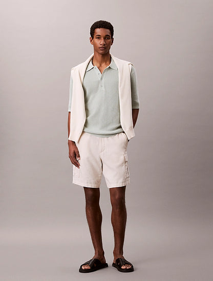 CALVIN KLEIN SS COTTON WAFFLE POLO COLLARSWTR M/C