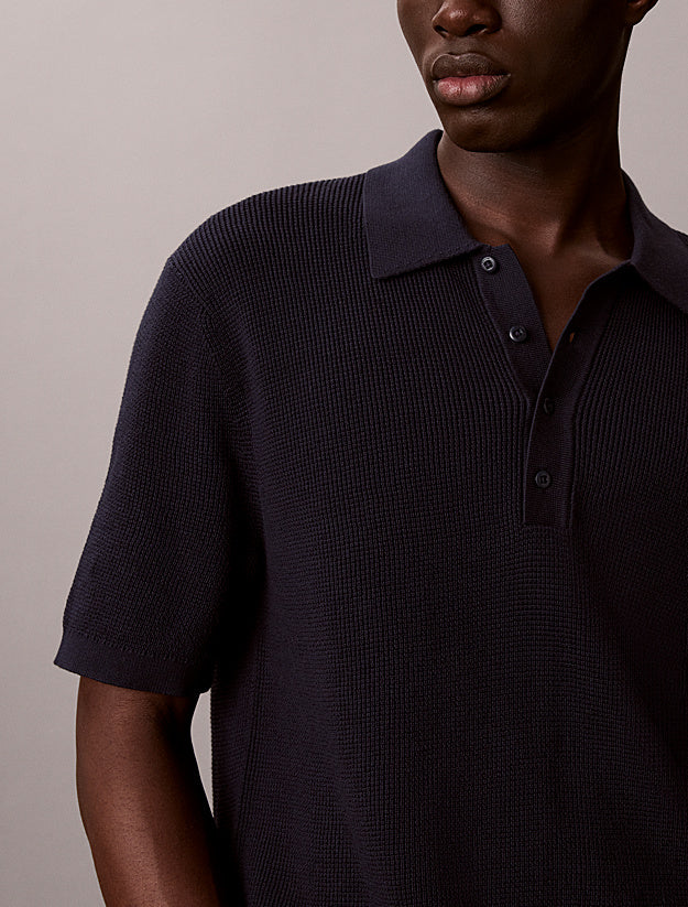 CALVIN KLEIN SS COTTON WAFFLE POLO COLLARSWTR M/C