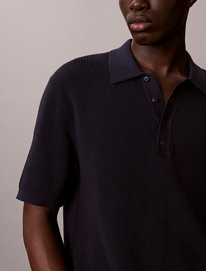 CALVIN KLEIN SS COTTON WAFFLE POLO COLLARSWTR M/C