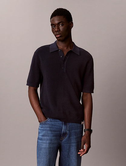 CALVIN KLEIN SS COTTON WAFFLE POLO COLLARSWTR M/C