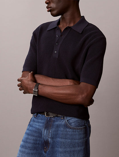CALVIN KLEIN SS COTTON WAFFLE POLO COLLARSWTR M/C
