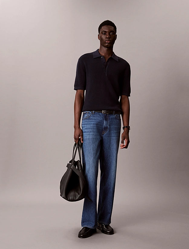 CALVIN KLEIN SS COTTON WAFFLE POLO COLLARSWTR M/C