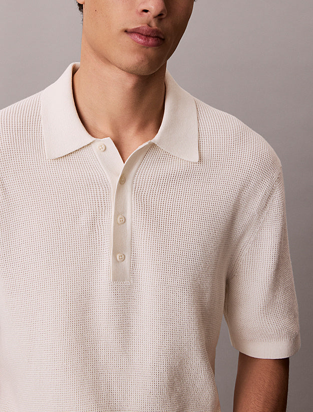 CALVIN KLEIN SS COTTON WAFFLE POLO COLLARSWTR M/C