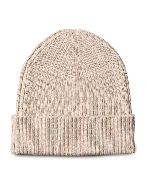 CALVIN KLEIN PATCH CHUNKY RIB COTTON BEANIE
