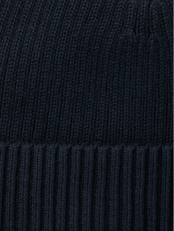 CALVIN KLEIN PATCH CHUNKY RIB COTTON BEANIE