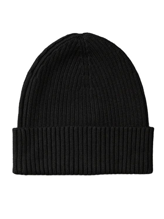 CALVIN KLEIN PATCH CHUNKY RIB COTTON BEANIE