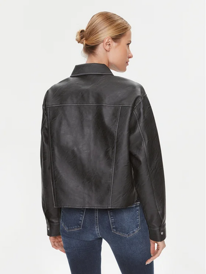 FAUX LEATHER RELAXED SHITR