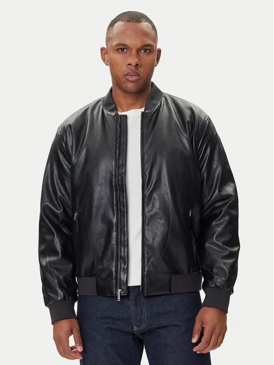 CALVIN KLEIN LS FAUX LEATHER BOMBER JACKET