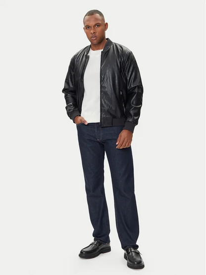 CALVIN KLEIN LS FAUX LEATHER BOMBER JACKET