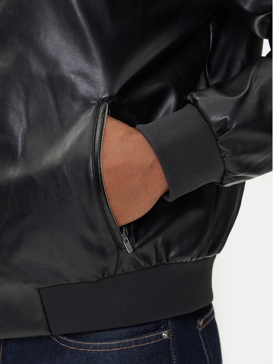 CALVIN KLEIN LS FAUX LEATHER BOMBER JACKET