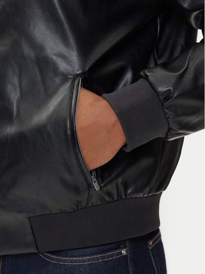 CALVIN KLEIN LS FAUX LEATHER BOMBER JACKET