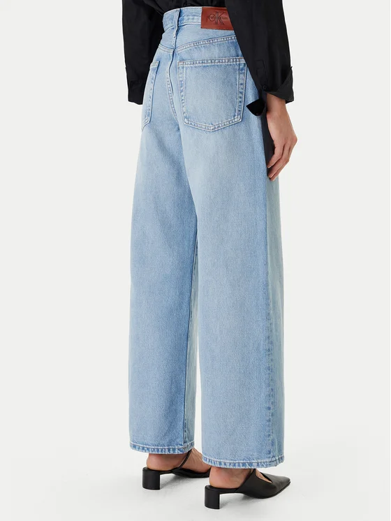 CALVIN KLAIN THE WIDE LEG SAGE STONE JEANS