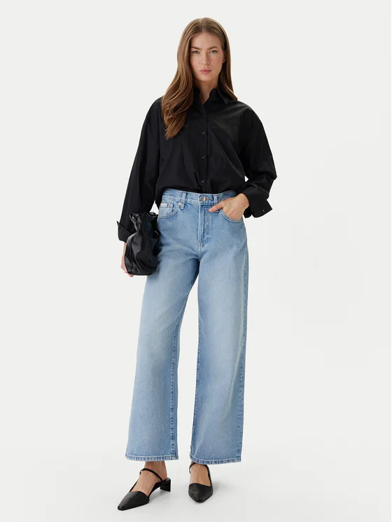 CALVIN KLAIN THE WIDE LEG SAGE STONE JEANS