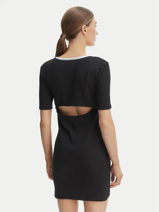 CALVIN KLEIN SS 2X2 BABY RIB CUTOUT BK MINI DRESS