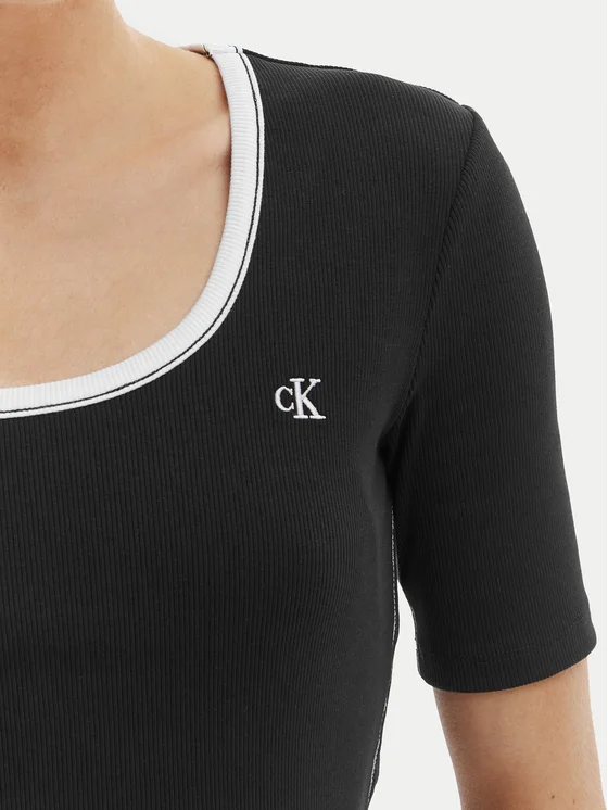 CALVIN KLEIN SS 2X2 BABY RIB CUTOUT BK MINI DRESS