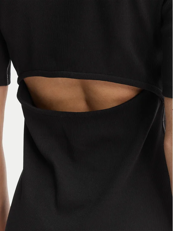 CALVIN KLEIN SS 2X2 BABY RIB CUTOUT BK MINI DRESS