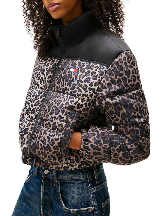 TOMMY JEANS W CROPPED LEOPARD PUFFER