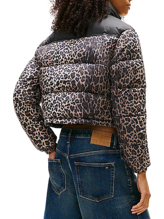 TOMMY JEANS W CROPPED LEOPARD PUFFER