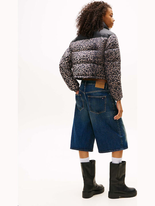 TOMMY JEANS W CROPPED LEOPARD PUFFER