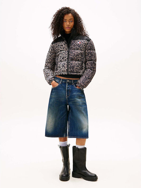 TOMMY JEANS W CROPPED LEOPARD PUFFER