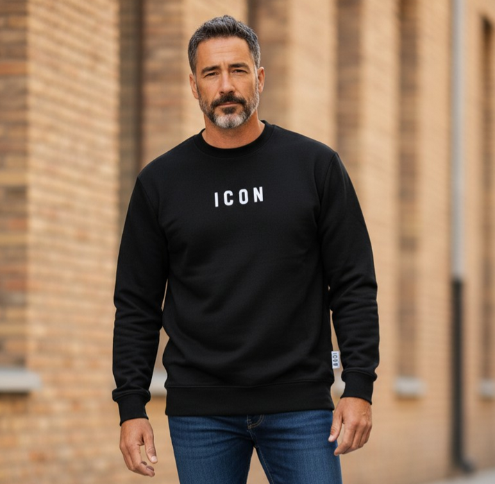 ICON SUDADERA CUELLO REDONDO DOBLE LOGO