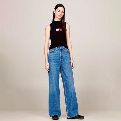 TOMMY JEANS TJW SL RIB CENTER FLAG - CAMISETA DE CUELLO ALTO CON BANDERA