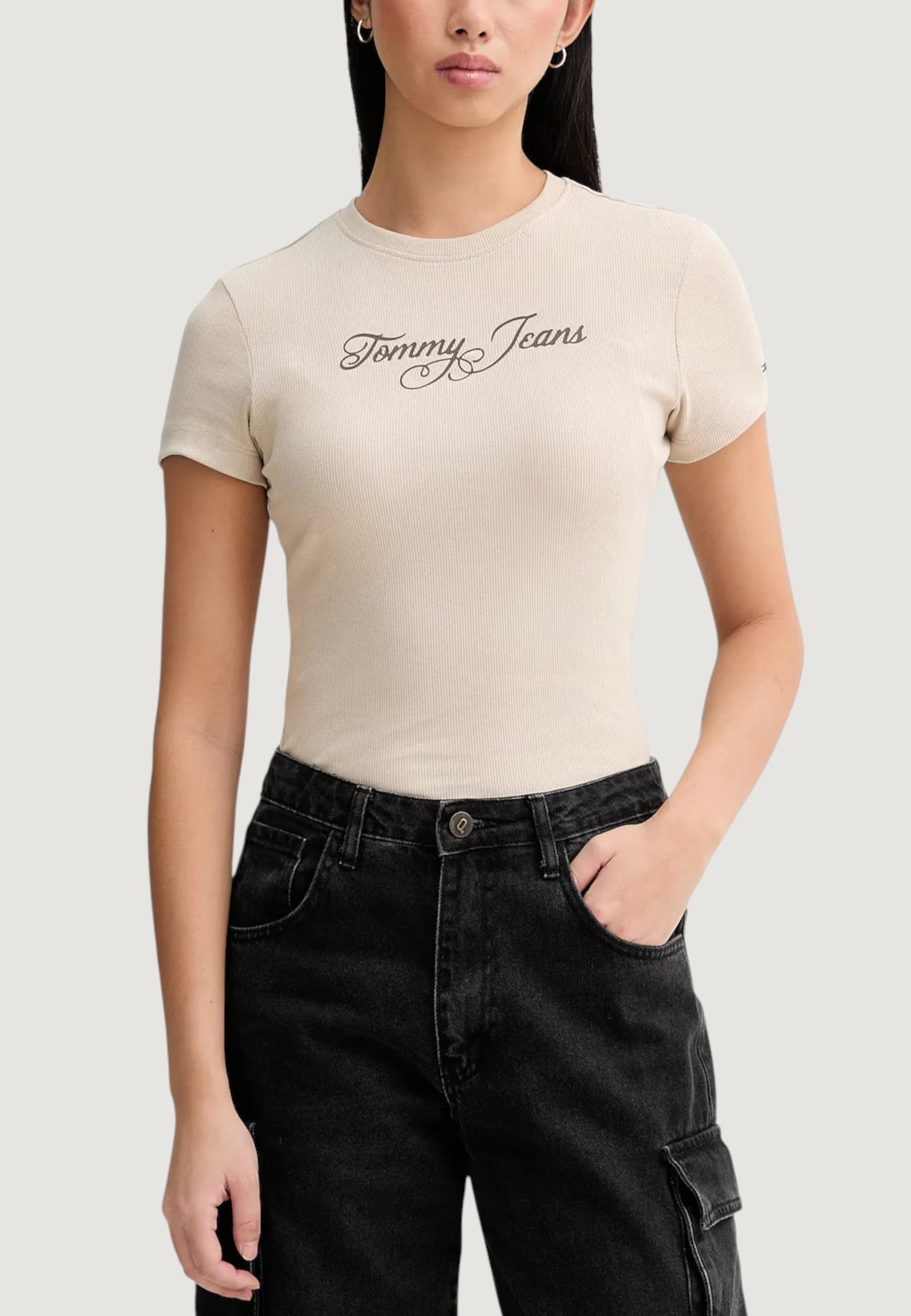TOMMY JEANS SLIM ESS LOGO 1 RIB TEE EXT