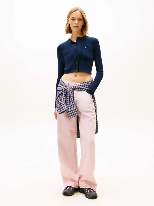 TOMMY JEANS CROPPED RIB CARDIGAN