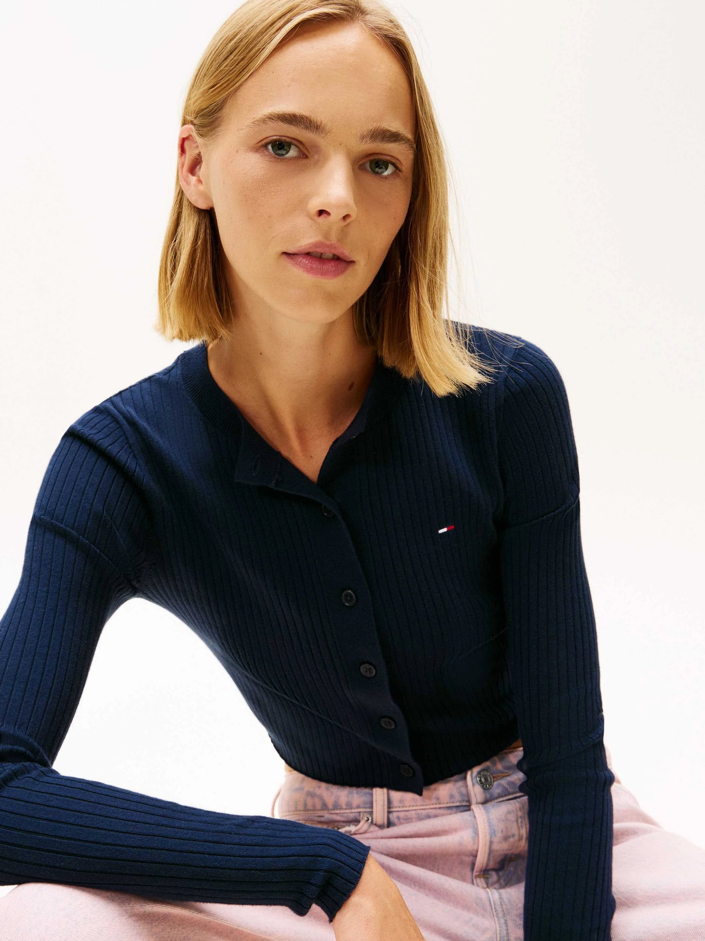 TOMMY JEANS CROPPED RIB CARDIGAN