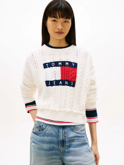 TOMMY JEANS GMD CABLE FLAG SWEATER