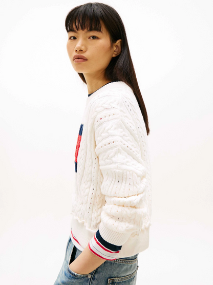 TOMMY JEANS GMD CABLE FLAG SWEATER