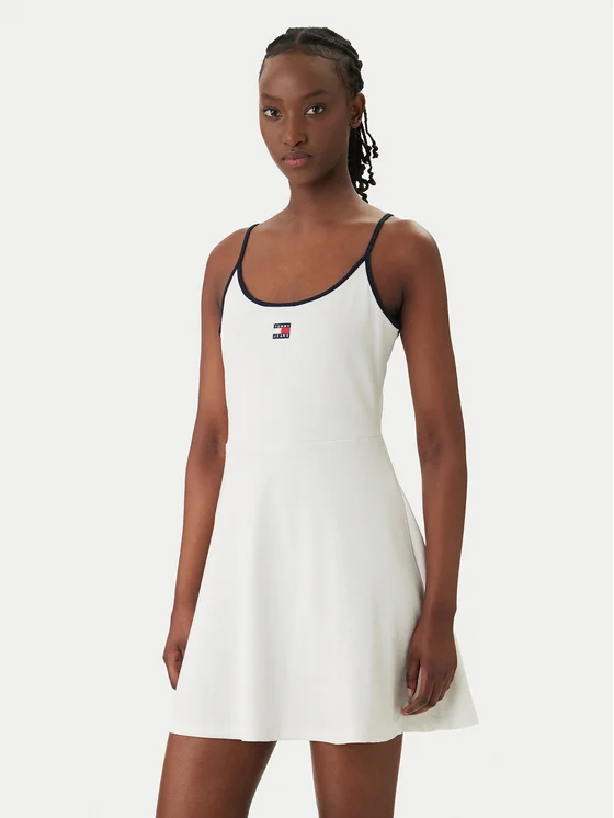 TOMMY JEANS TJW RIB F&F STRAPPY BADGE DRESS