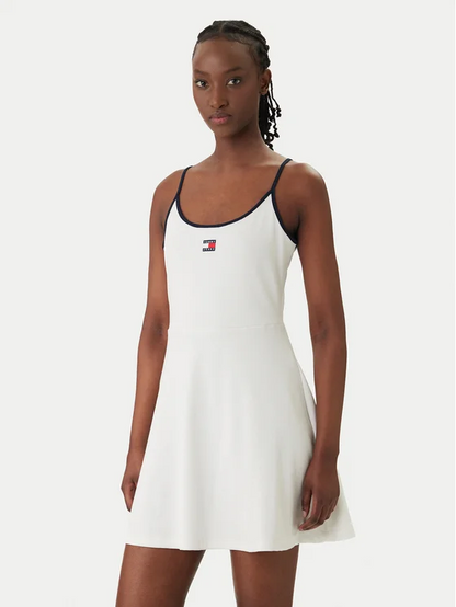 TOMMY JEANS TJW RIB F&F STRAPPY BADGE DRESS