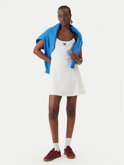 TOMMY JEANS TJW RIB F&F STRAPPY BADGE DRESS