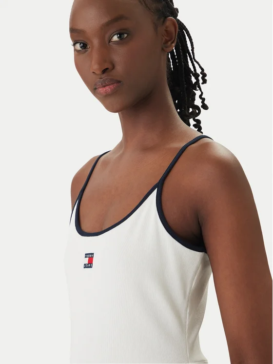 TOMMY JEANS TJW RIB F&F STRAPPY BADGE DRESS