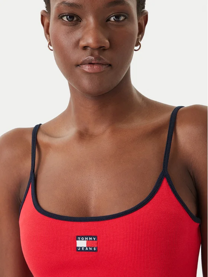 TOMMY JEANS TJW RIB F&F STRAPPY BADGE DRESS