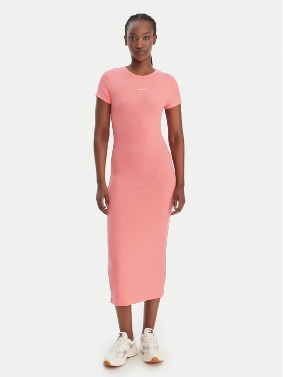 TOMMY JEANS SCRIPT LABEL MIDI DRESS