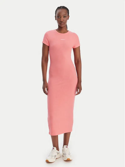 TOMMY JEANS SCRIPT LABEL MIDI DRESS