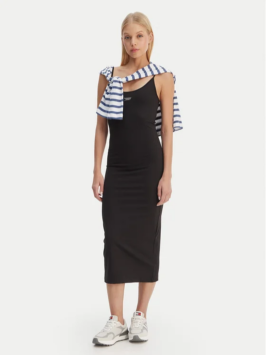 TOMMY JEANS SILVER SCRIPT MIDI DRESS